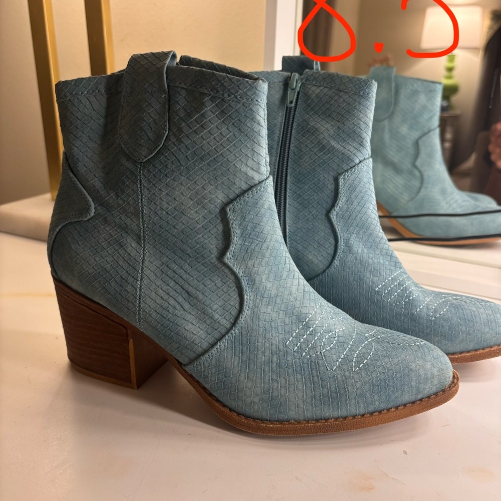 Women’s Blue Suede Ankle Boots